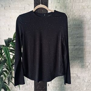 LULULEMON “Love” Long Sleeve Black Speckled Running Shirt Size Small